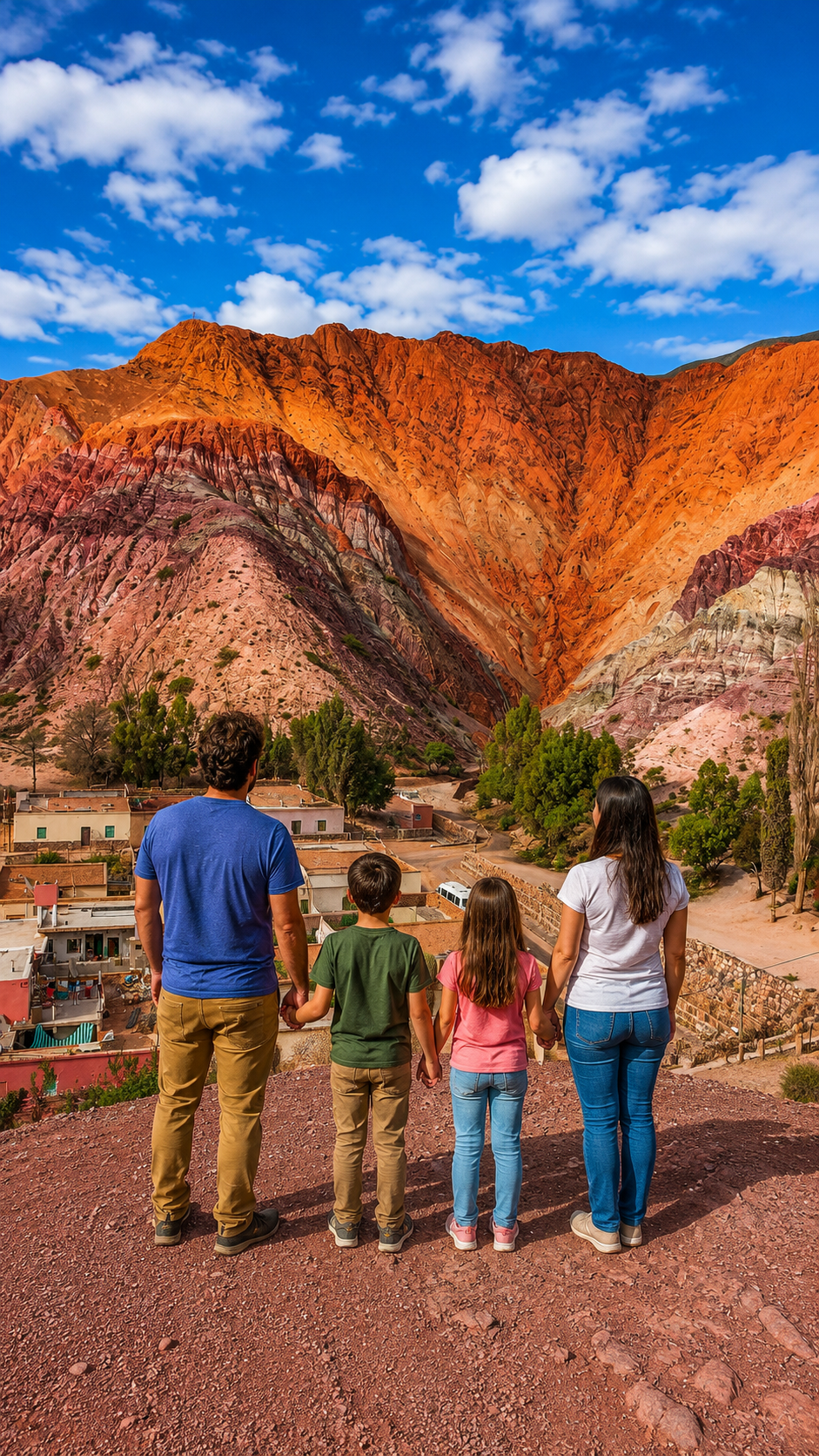 Paisaje de Purmamarca y montañas de colores